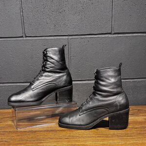 Vintage Mister Shoes Black Leather Lace-Up Ankle Boots Women’s 7.5 M Chunky Heel